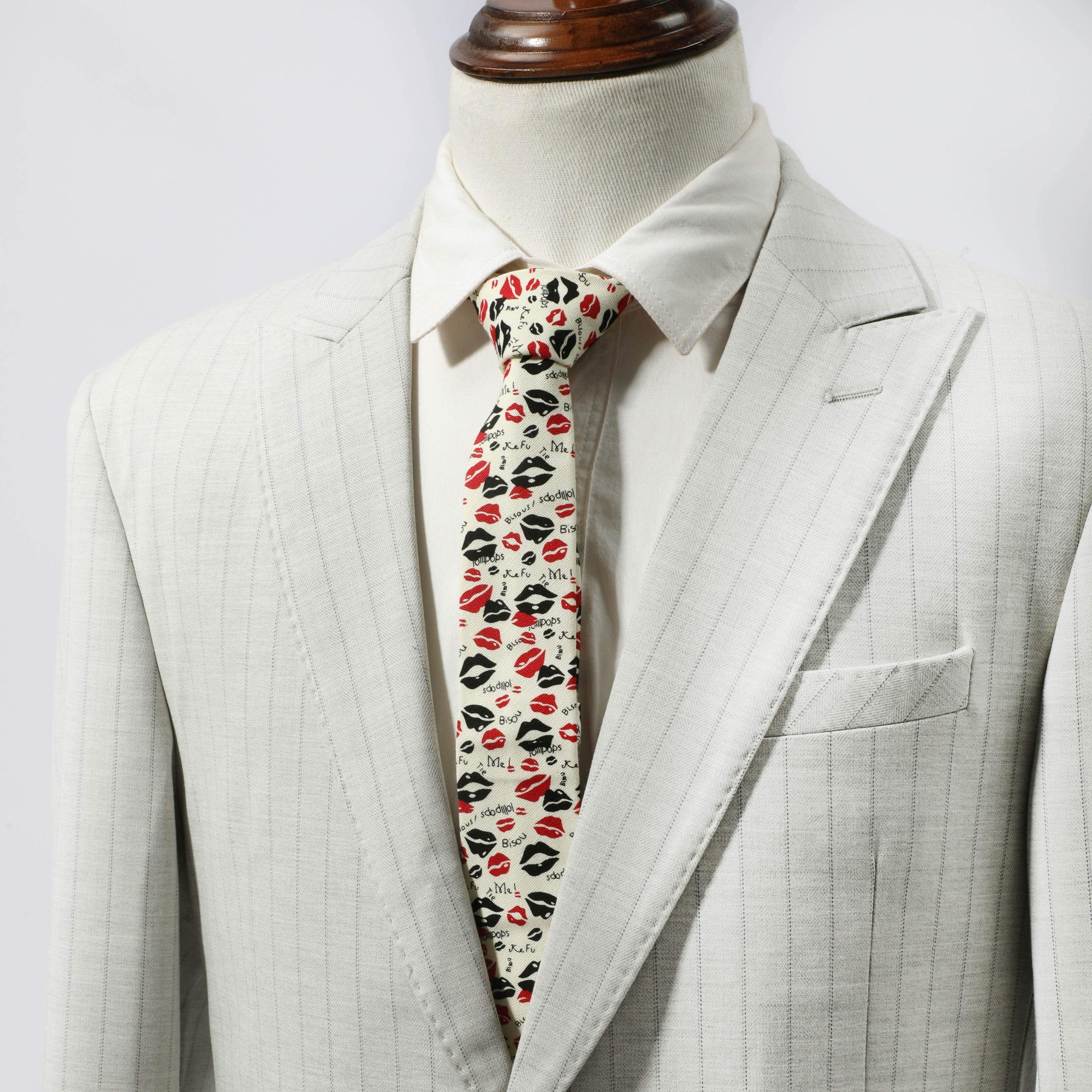 Men's Lip Pattern Necktie Bow Tie Set Business Wedding Party Wear