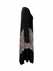 Leopard Print Lounge Dress Long Sleeve Crew Neck Women's Loungewear