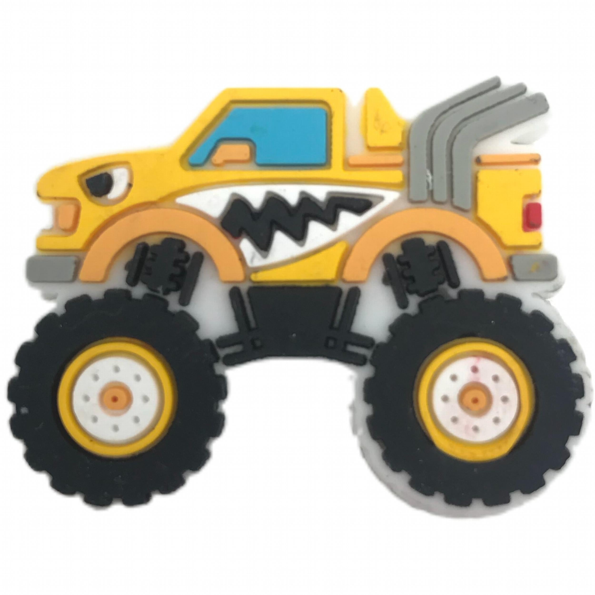 6pcs Trucks Racing Pattern Charms For Clogs PVC Shoes Decorative Accessories