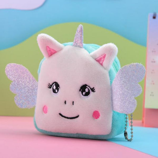 Cartoon Plush Unicorn Coin Purse Mini Zipper Key Earphone Storage Bag