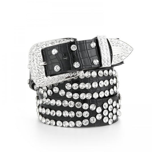 Y2K Rhinestone PU Belt Hip Hop Jeans Pants Punk Western Cowboy Cowgirl Belts