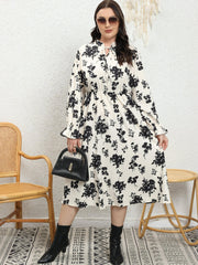 Floral Print Ruffle Maxi Dress Plus Size Women