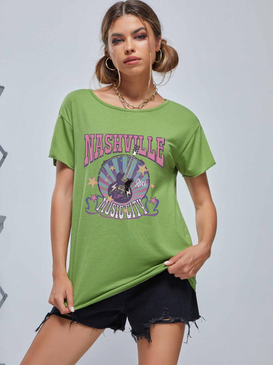 Women's Guitar Music Casual Sports Tee Crew Neck Short Sleeve