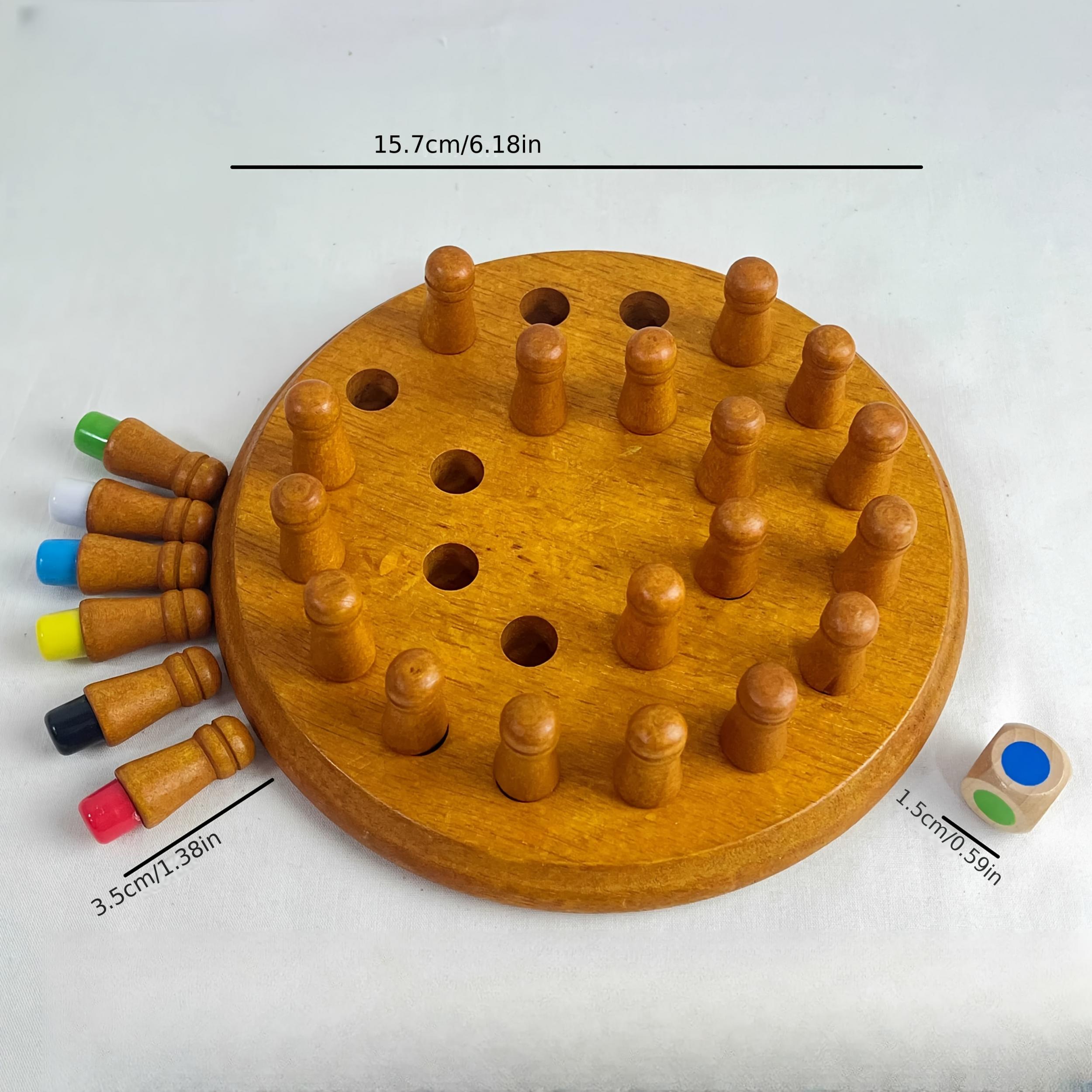 Memory Board Game with 24 Wooden Pieces and Colorful Caps