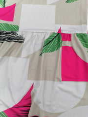  Boho Pants Women's Plus Colorblock Striped & Leaf Print Ruffle Trim