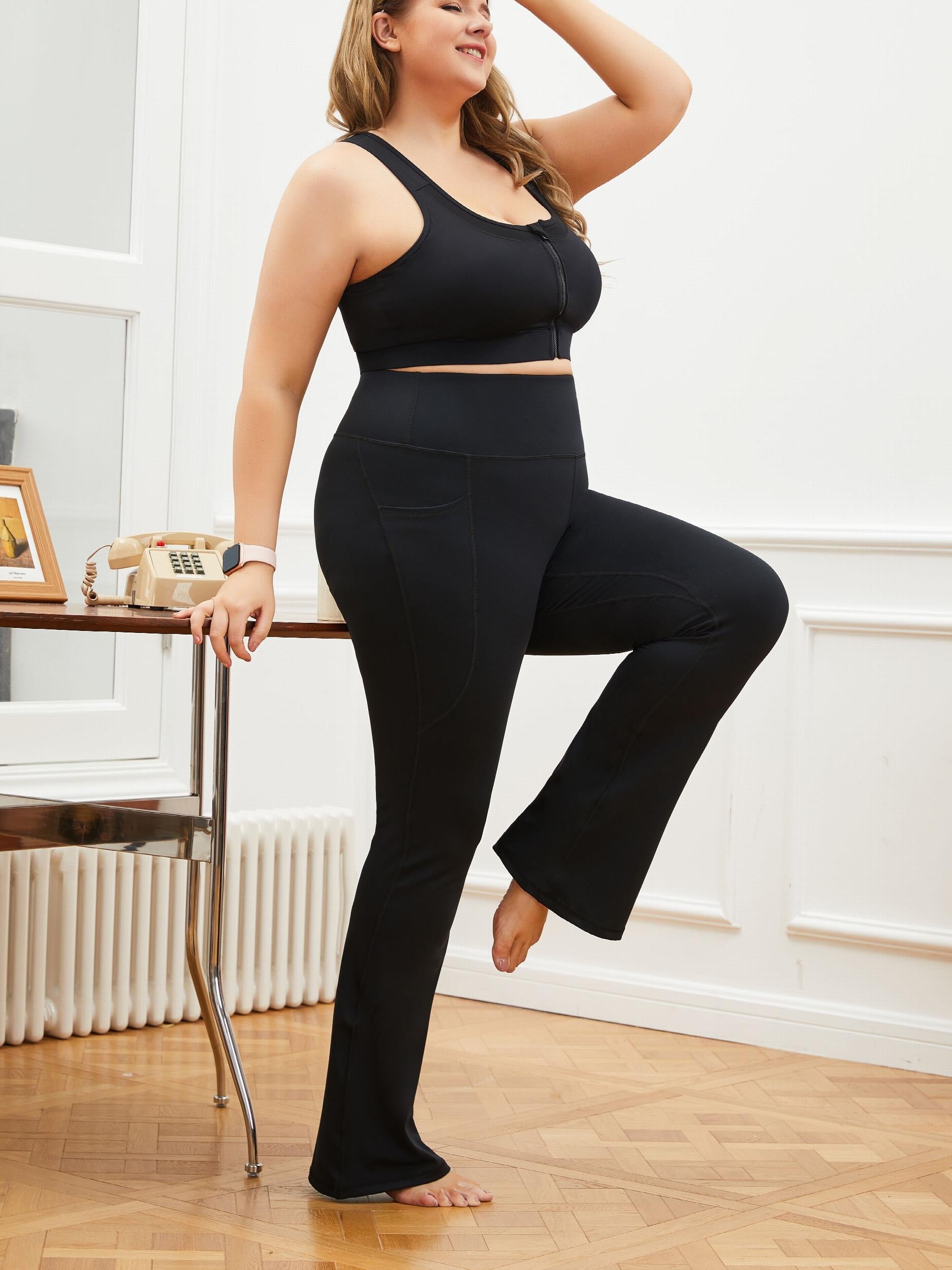  Sports Pants Women's Plus Plain Wide Leg Sports Pants