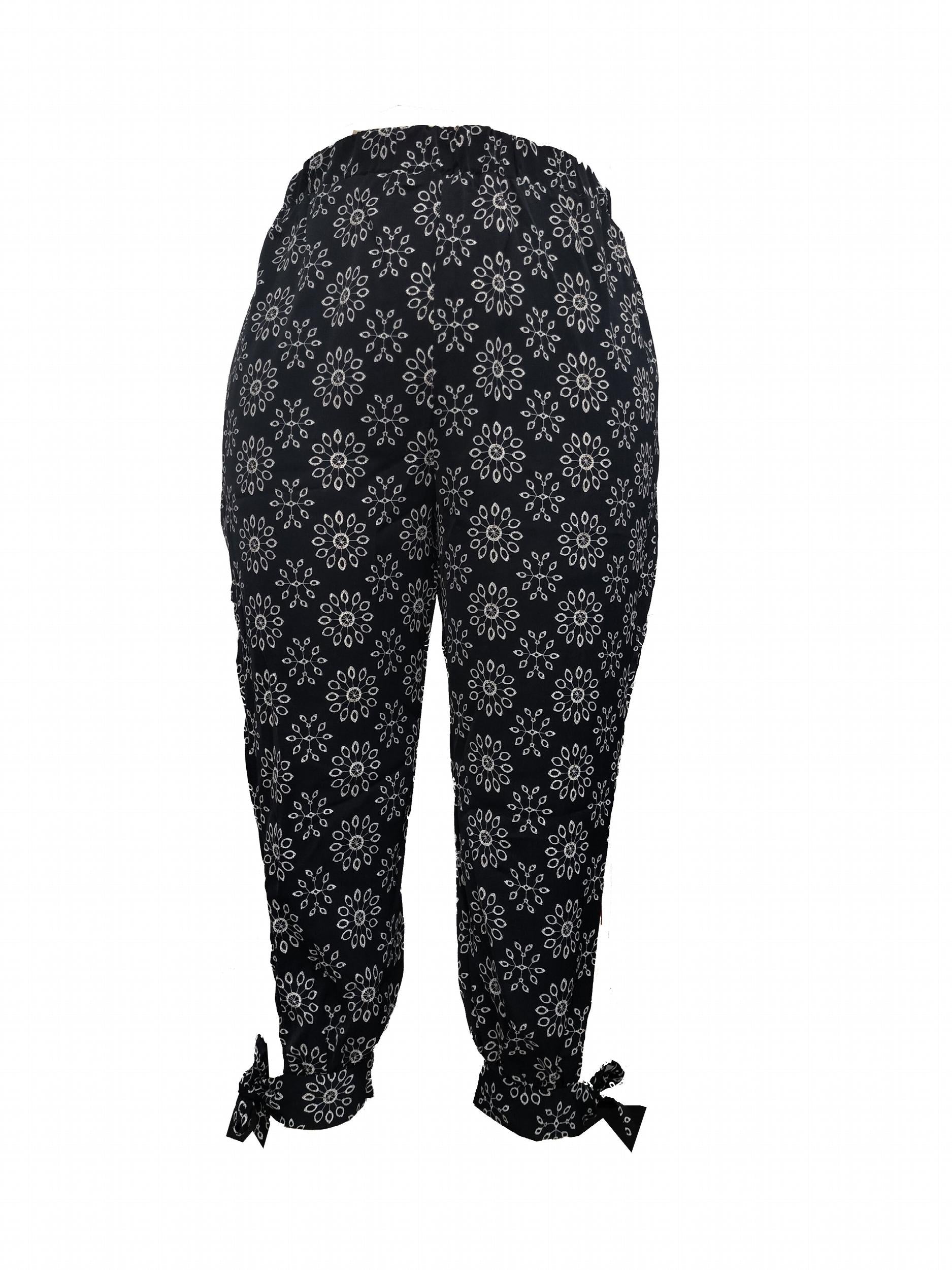  Damask Print Cut Out Slight Stretch Pants