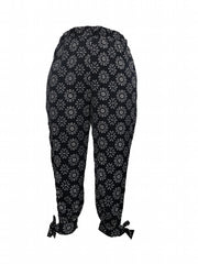  Damask Print Cut Out Slight Stretch Pants