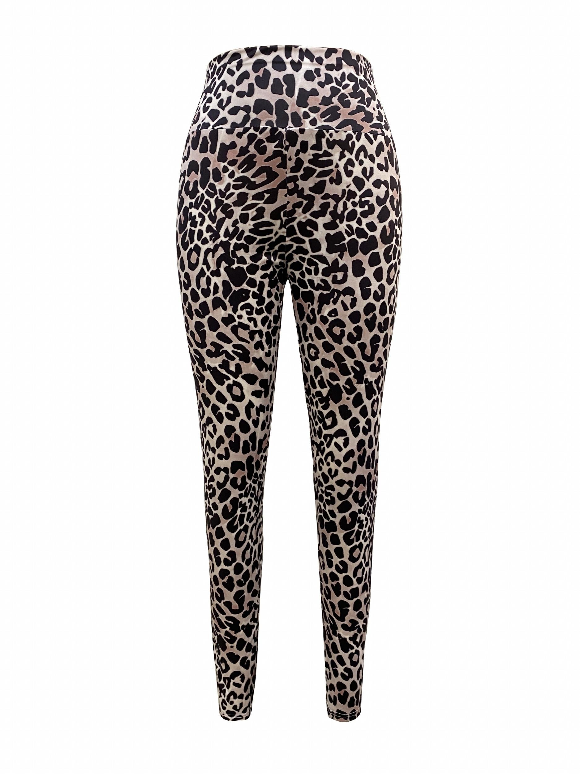 Leopard Print High Waist Leggings Casual Long Length Slim Leggings