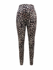 Leopard Print High Waist Leggings Casual Long Length Slim Leggings