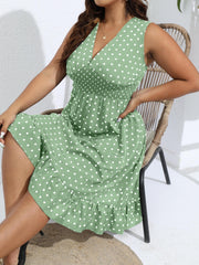  Polka Dot Print Tank Dress