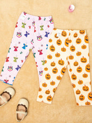 2pcs Toddler Baby Girls Cartoon Leggings Soft Ankle Tight Pants