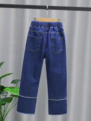 Girls Stitching Casual Style Jeans