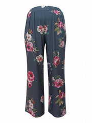  Floral Print High Rise Wide Leg Trousers