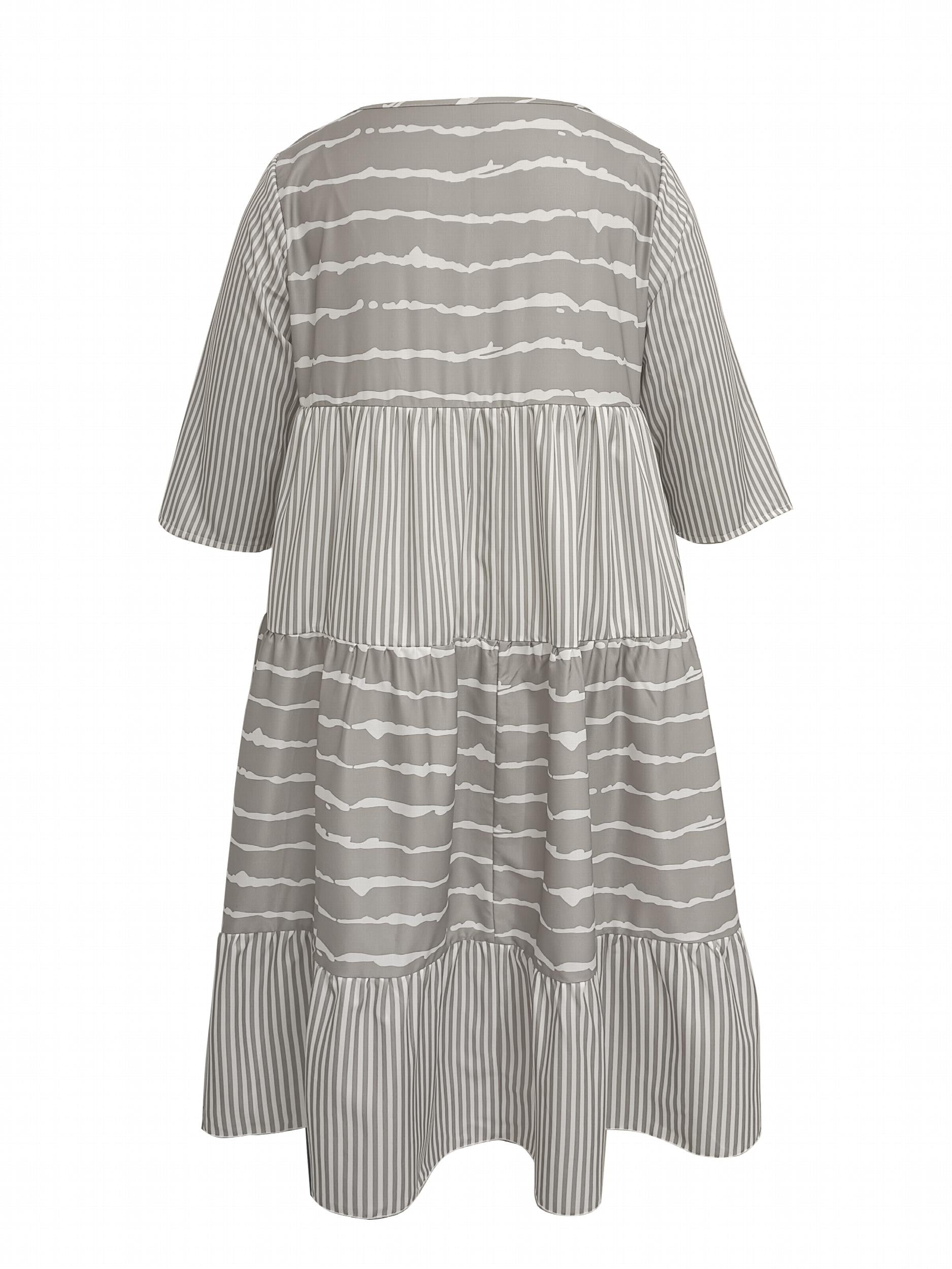  Stripe Print Maxi Dress With Pockets