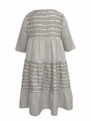  Stripe Print Maxi Dress With Pockets