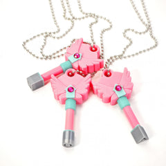 3D Printed Squid Keychain Necklace Whimsical Mixed Colors Pink Orange Yellow