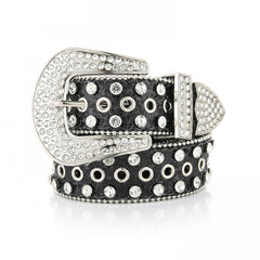 Rhinestone Belt Unisex Sequin PU Leather Jeans Pants Belt Hip Hop Waistband