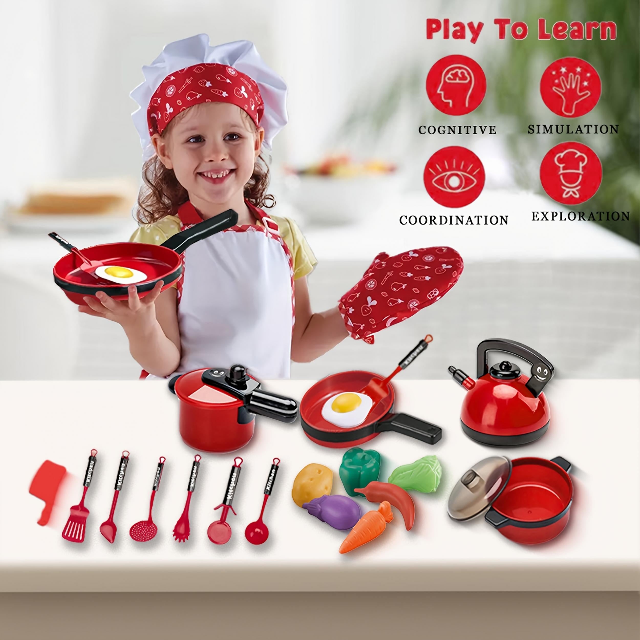 Kids Toy Kitchen Set for Pretend Cooking Ideal Learning Gift for Boys And Girls