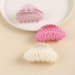 3pcs Frosted Leaf Shaped Hair Claw Resin Nonslip Ponytail Holder