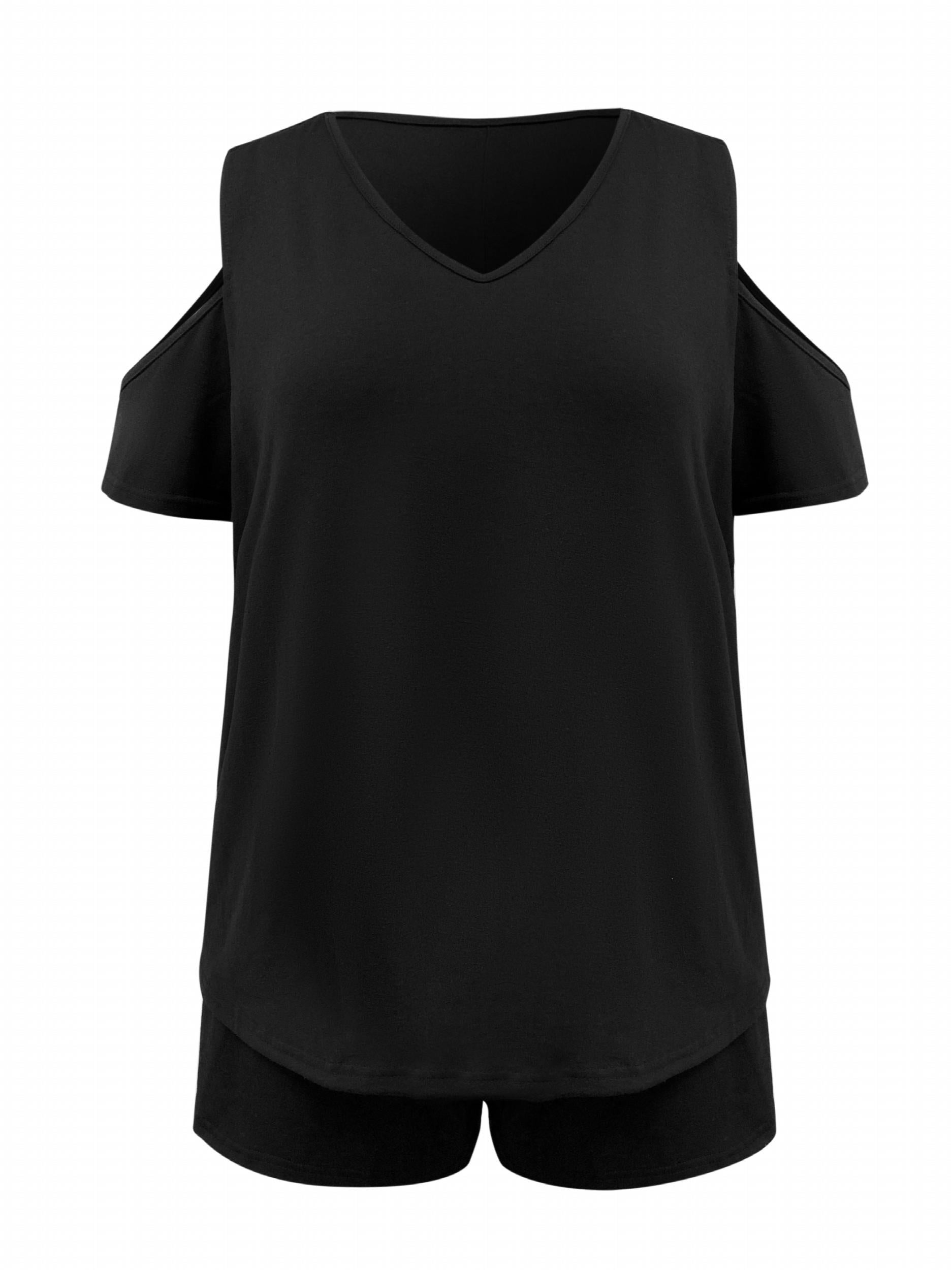  Cold Shoulder Tee & Shorts Set