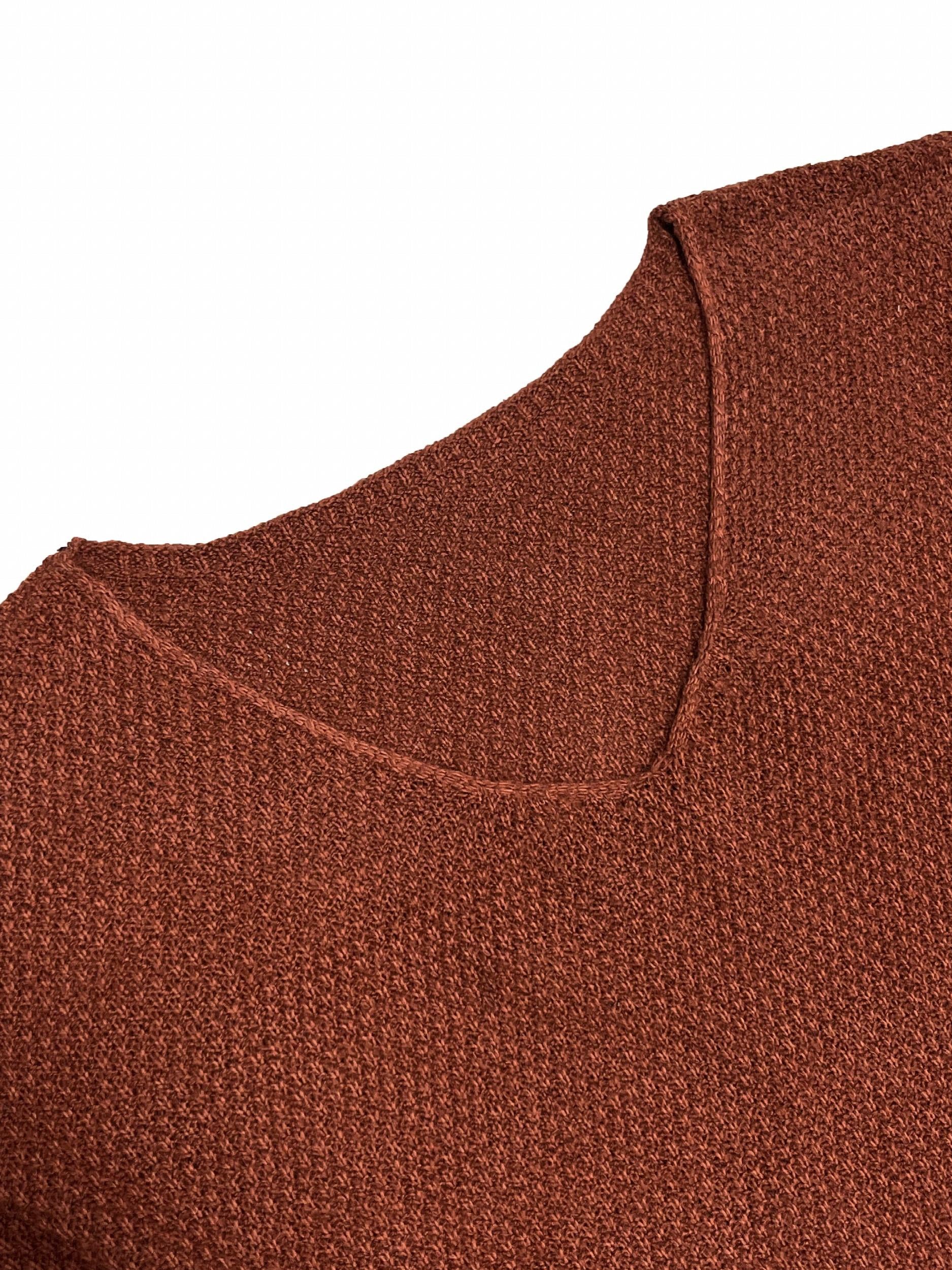  V-Neck Ribbed Sweater Long Sleeve Pullover Jumper