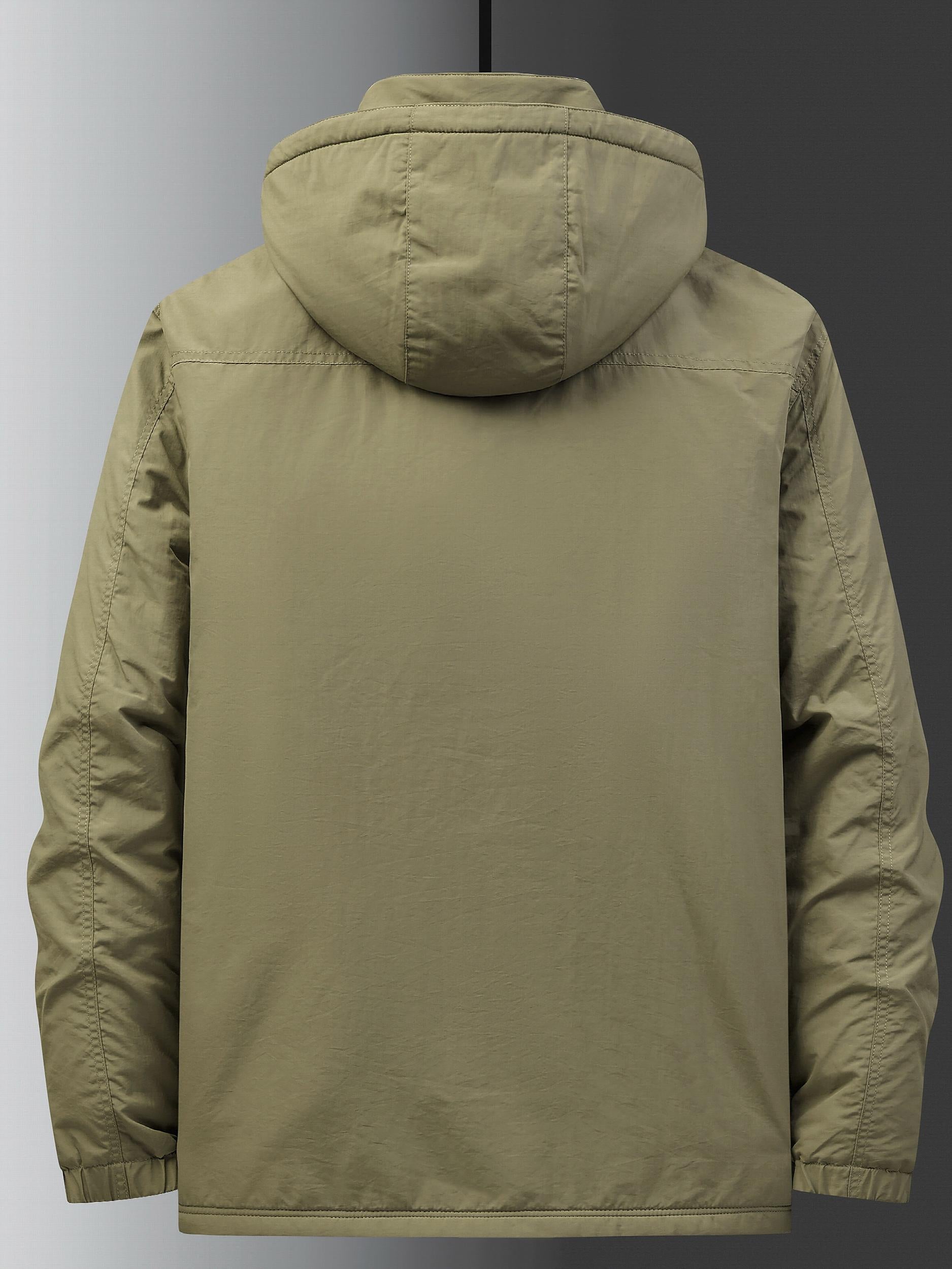 Men's Fleece Hooded Jacket Windproof Waterproof Warm Jacket