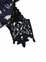  Casual Dress Women's Plus Floral Print Lace Cold Shoulder Midi Dress
