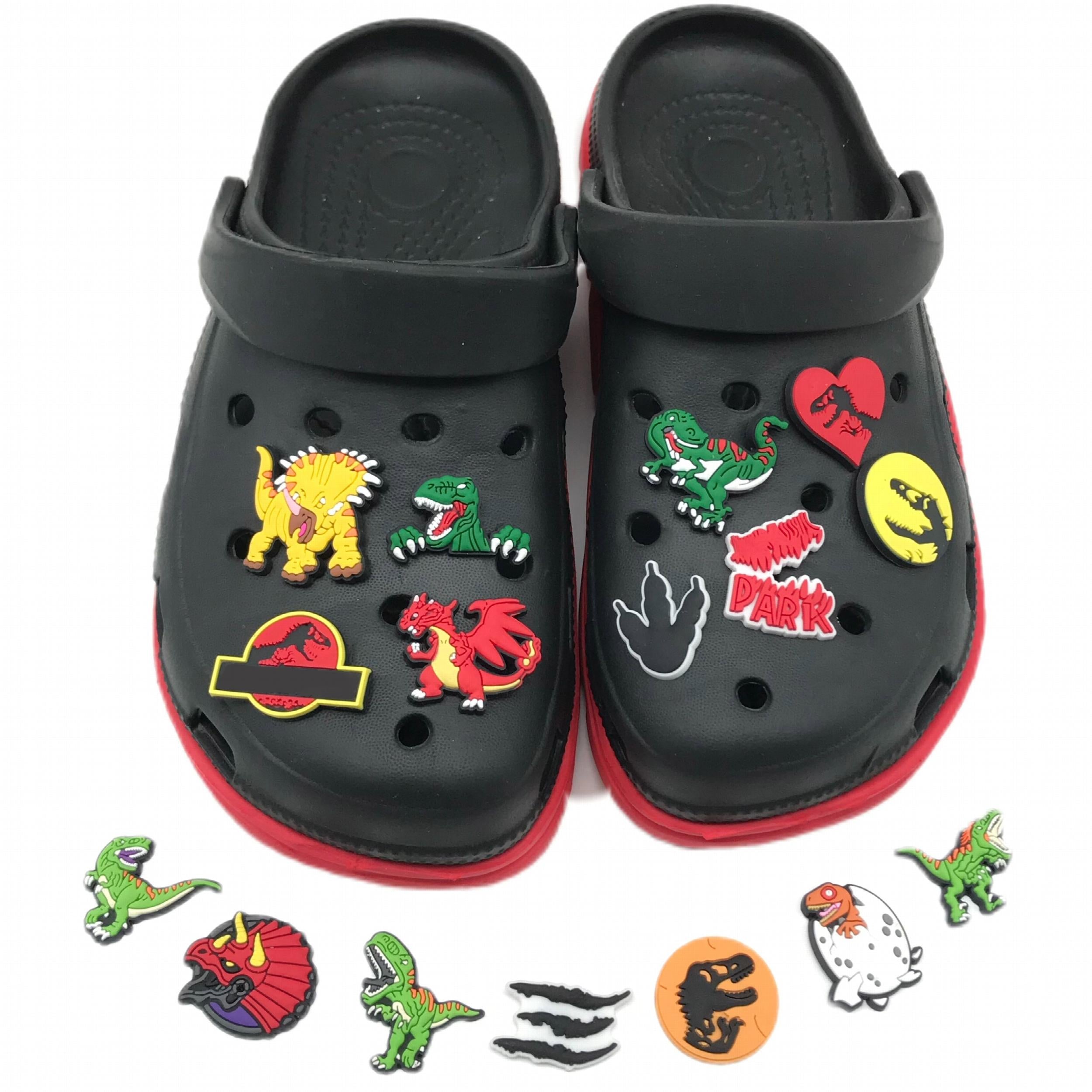 16pcs Dinosaur Park Shoe Charms for Clogs Jibs Bubble Sandals PVC Accessories