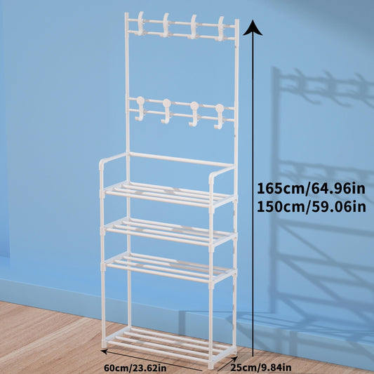 2-in-1 Multifunctional Shoes Organizer Shelf with Coat Rack