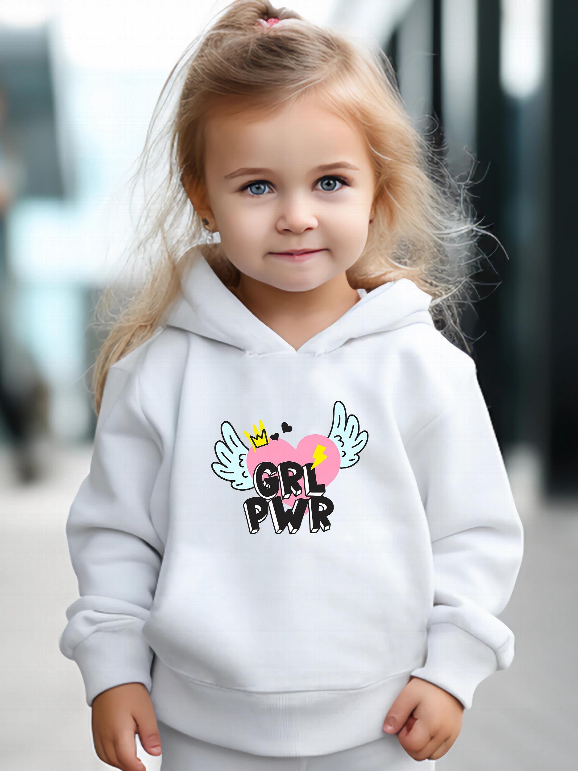 Hearts Wings Pattern Hooded Sweatshirt Girls Hoodies & Sweatpants