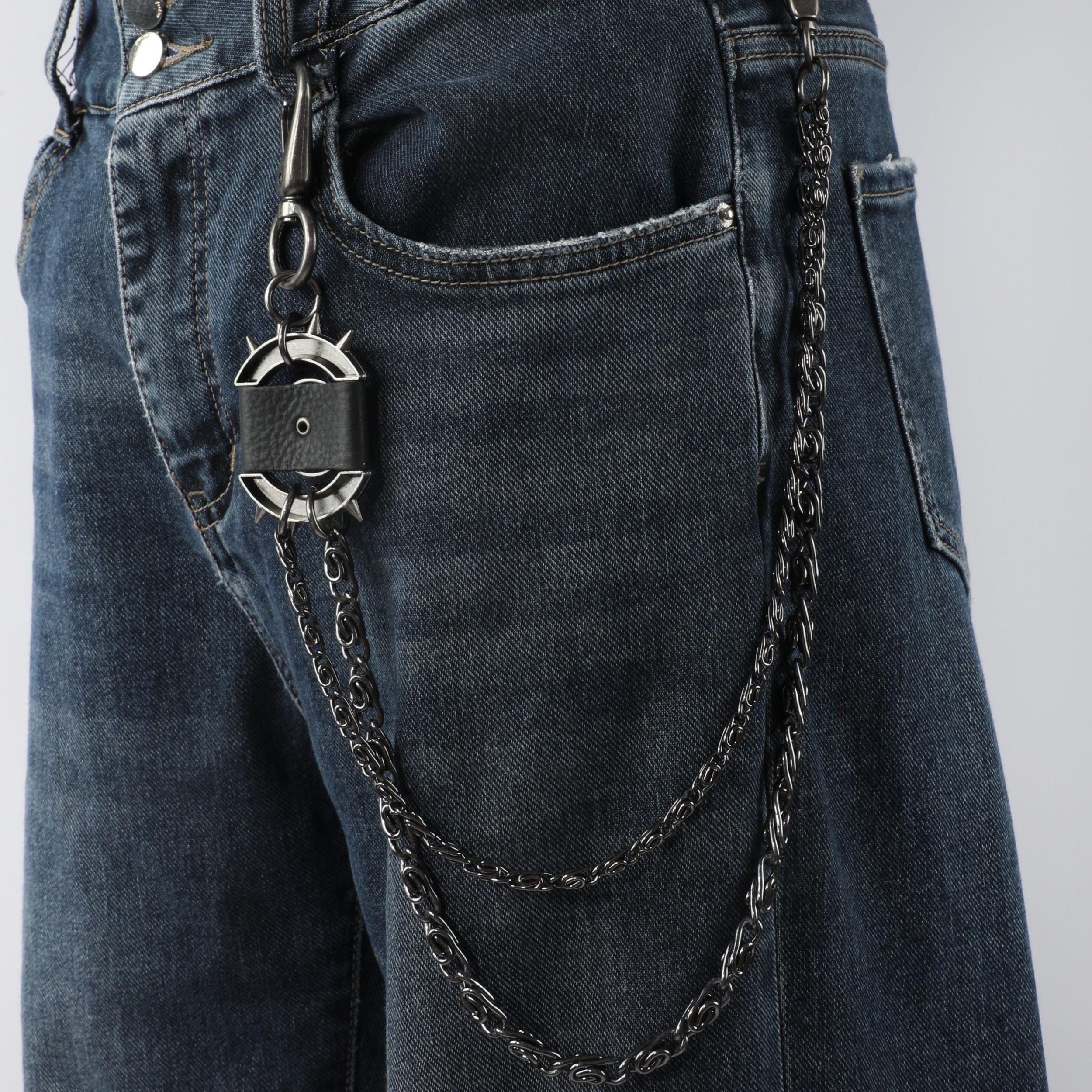 Men's Retro Pentagram Waist Chain Metal Punk Rock Double Chain Ring Pants Chain
