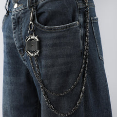 Men's Retro Pentagram Waist Chain Metal Punk Rock Double Chain Ring Pants Chain