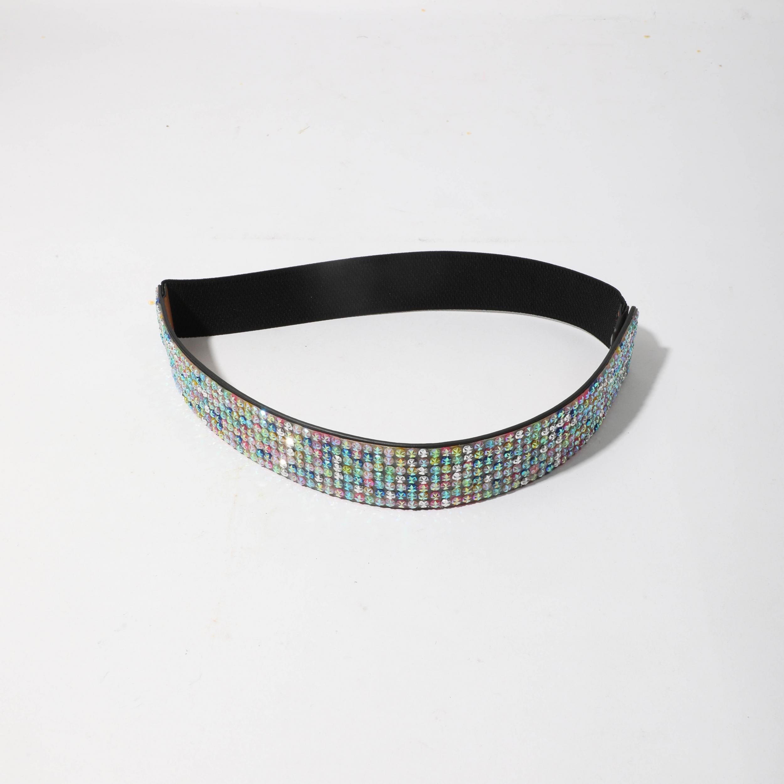 Full Rhinestone Elastic Belt Wide Waistband for Party