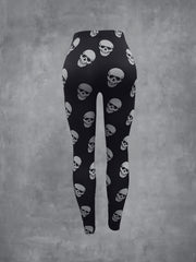 Skull Print Skinny Leggings Gothic Stretchy Leggings