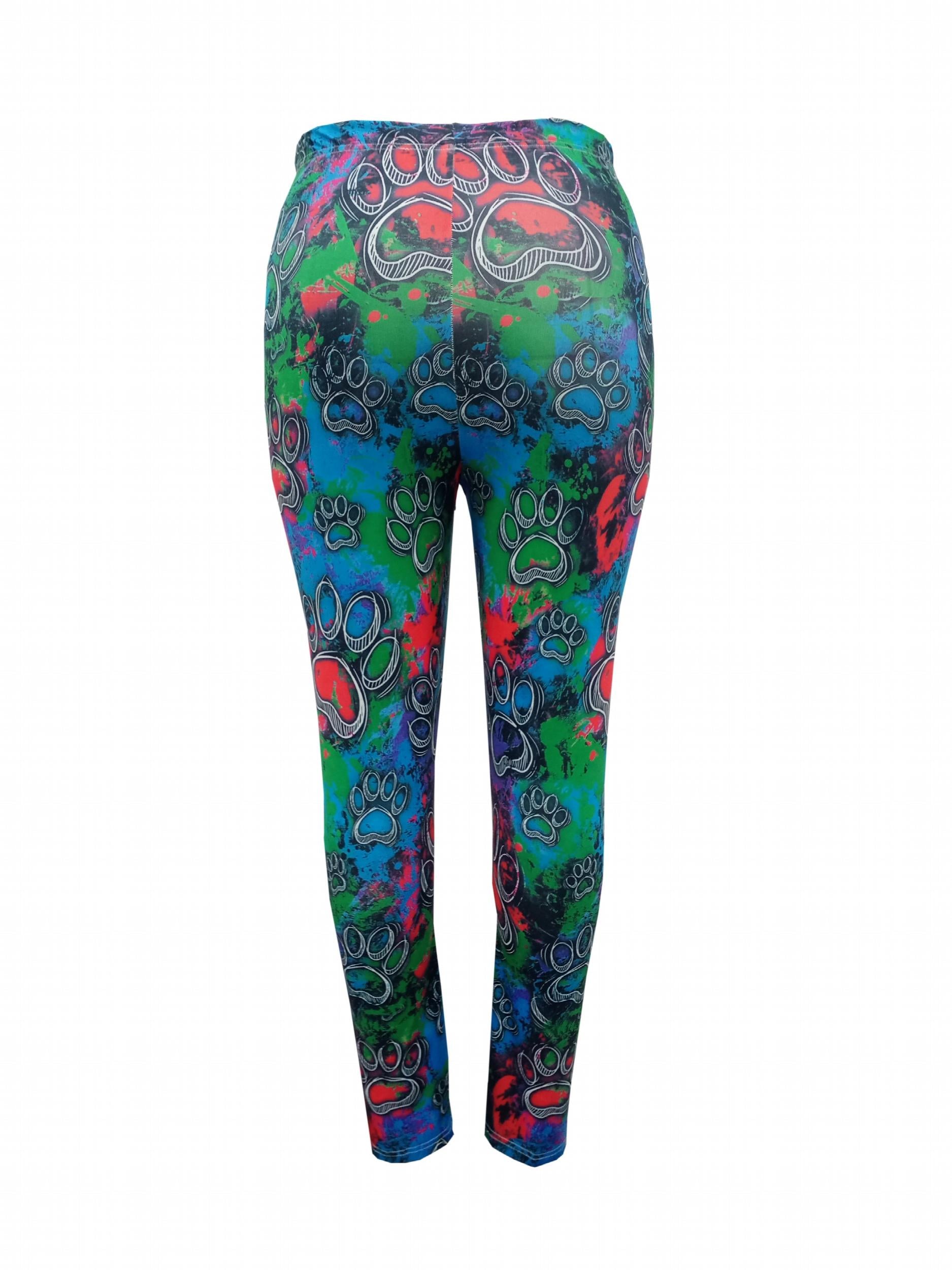  Casual Pants Women's Tie Dye & Paw Print Leggings