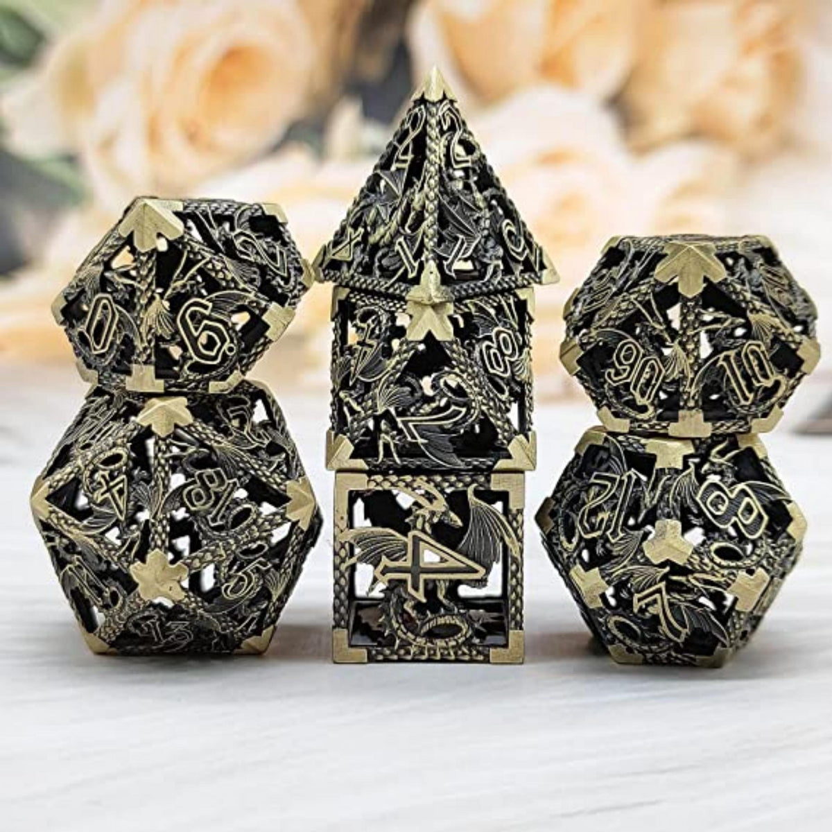 Hollow Octopus Metal Dice Set Polyhedral for Table Games