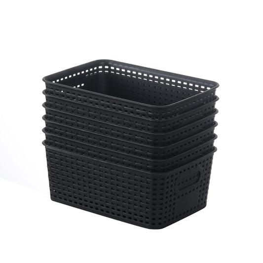6pcs Plastic Weave Storage Bins - Home Organization and Storage
