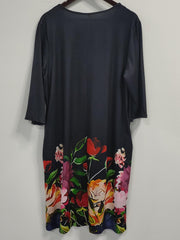  Floral Print V Neck Dress With Pockets