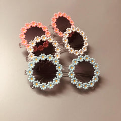 2pcs Baby Girls Bowknot Hairbands & Flower Sunglasses Set