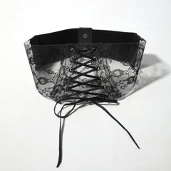 Transparent Lace Corset Belt Bowknot Floral Waistband Cinch Waspie Belts