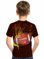 Football 3D Print Boy's Casual Tees Short Sleeve Crew Neck