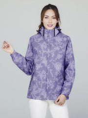 Camo Long Sleeves Outdoor Jacket Waterproof Zip Pockets Hood Women's Coat
