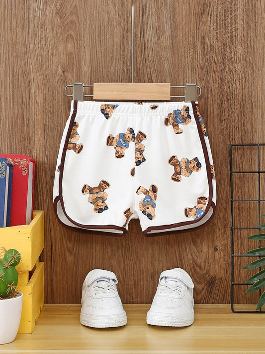 Boy's Bear Graphic Shorts Babies Children's Summer Casual Clothes