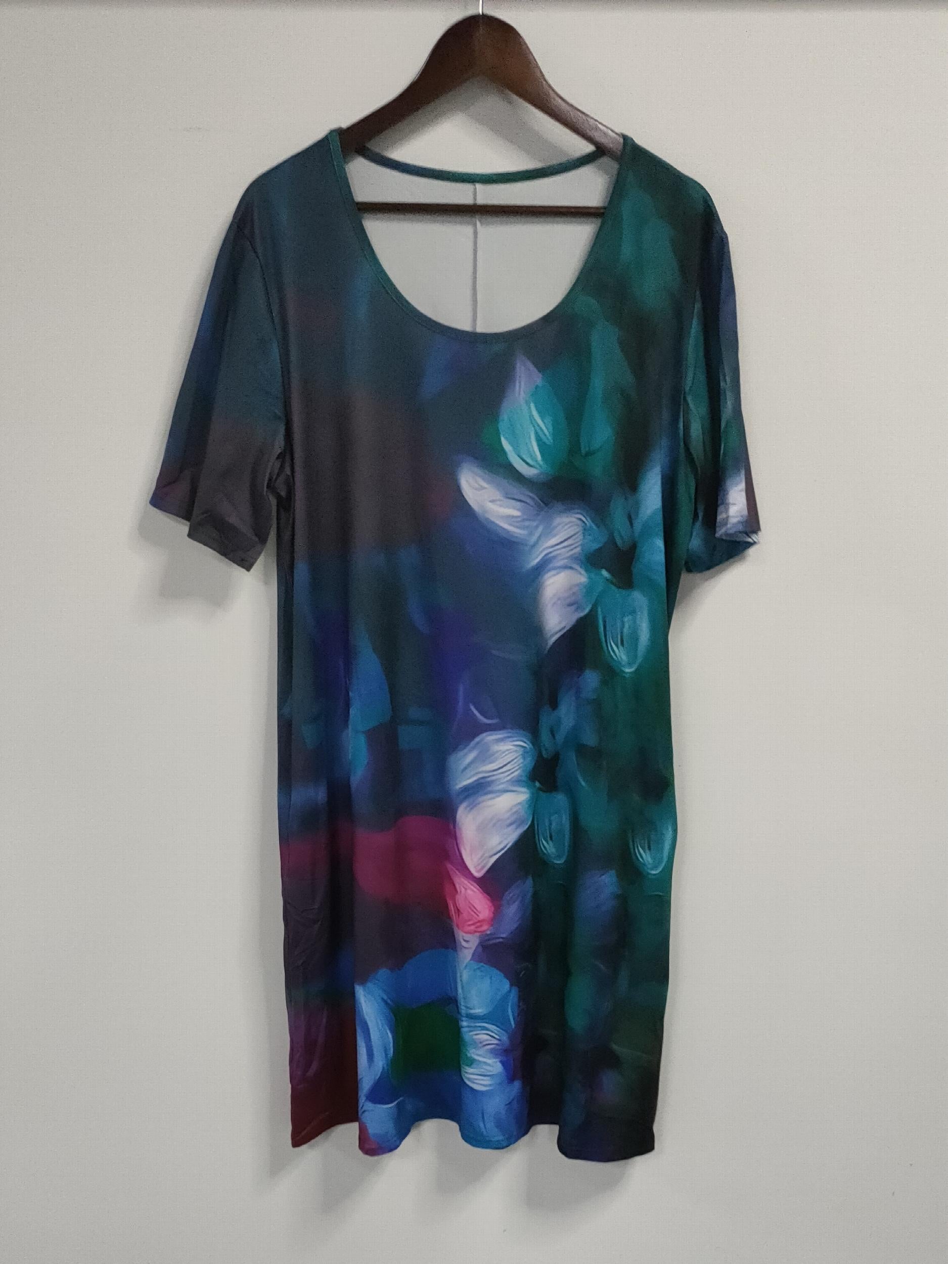  Floral Print Short Sleeve Dress With Pockets