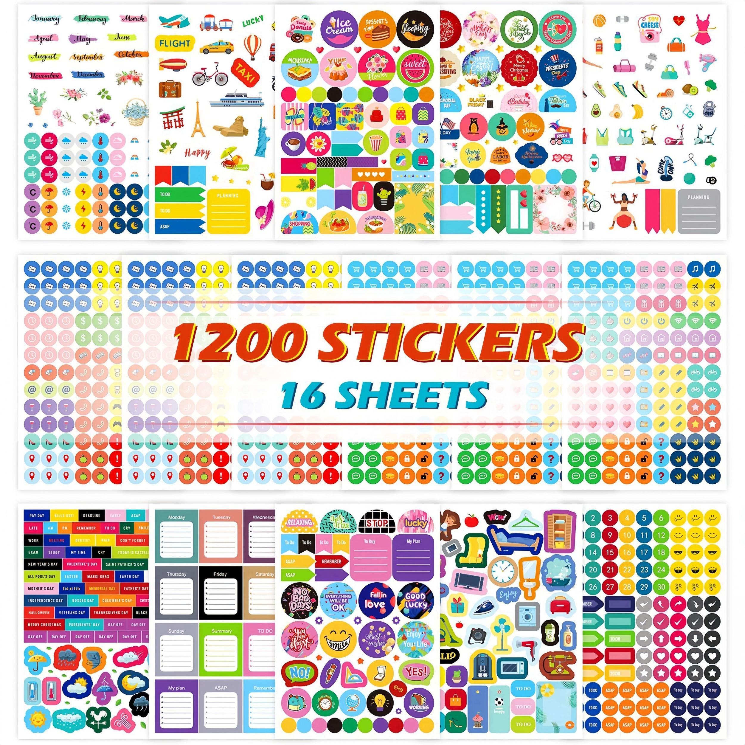 Planner Sticker Pack 1200PCS Month DIY Set