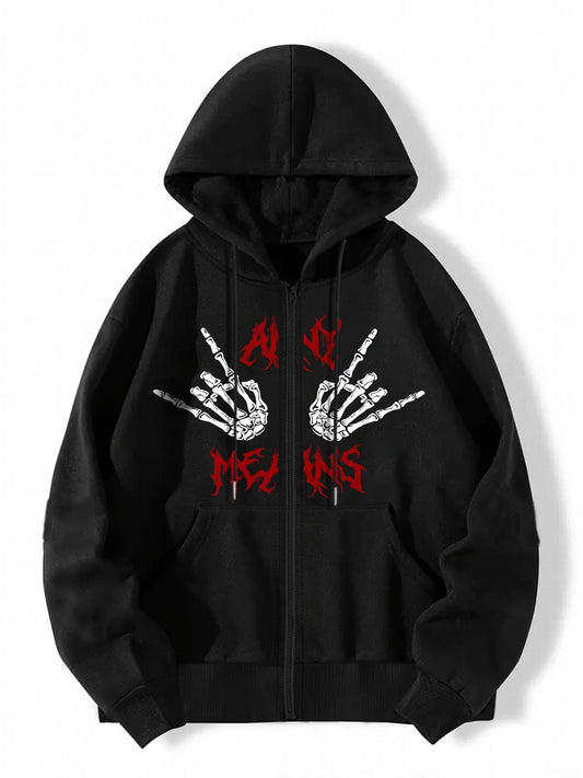 Skeleton Hands Graphic Hooded Sweatshirt for Halloween
