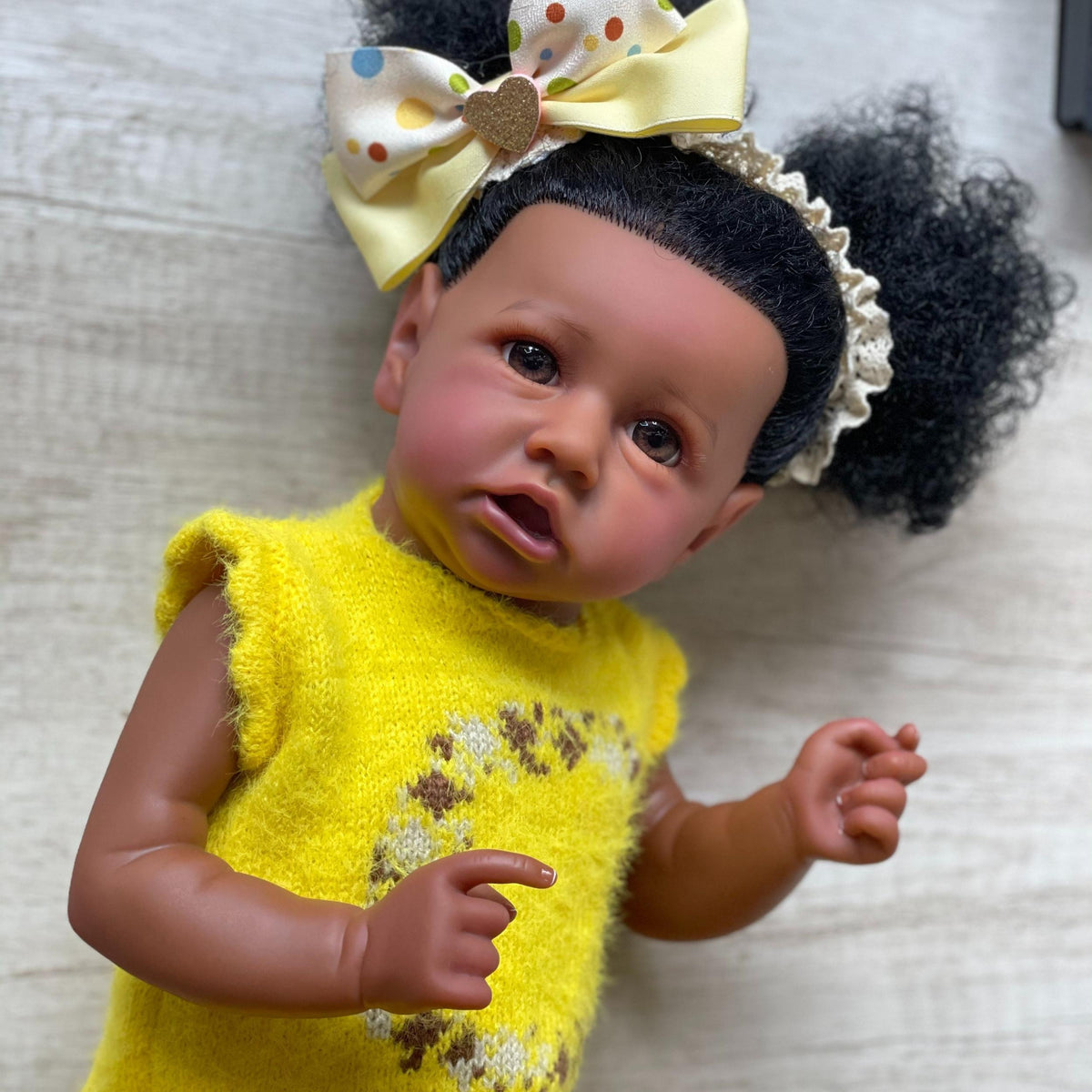 16" Dark Skin Reborn Doll Soft Silicone Vinyl Full Body Bathable