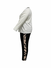 Women's Plus Graffiti Print Long Sleeve Top & Pants Set