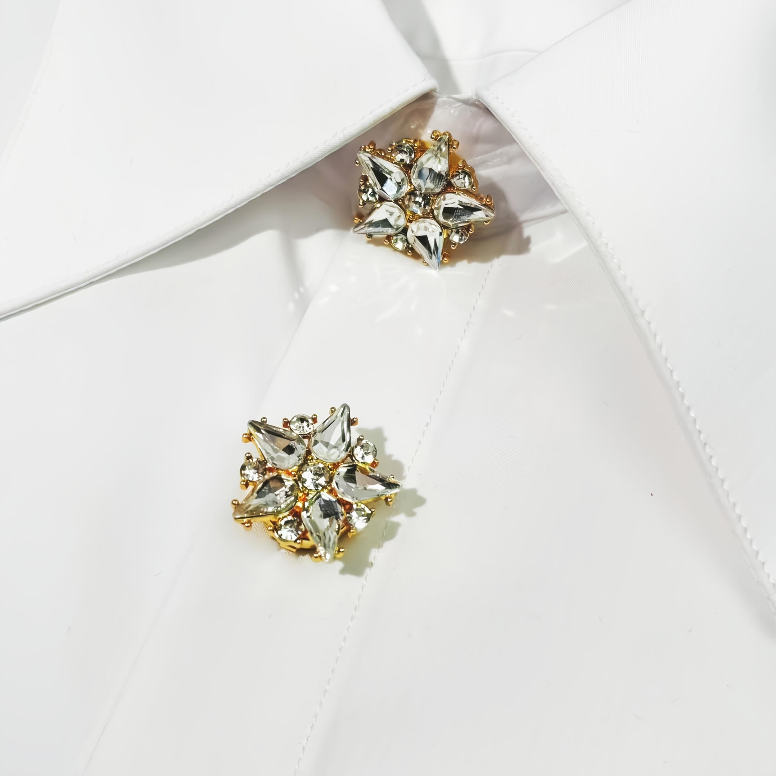 Star Button Covers 2pcs Rhinestone Shirt Decorations Men Women Formal Clothing